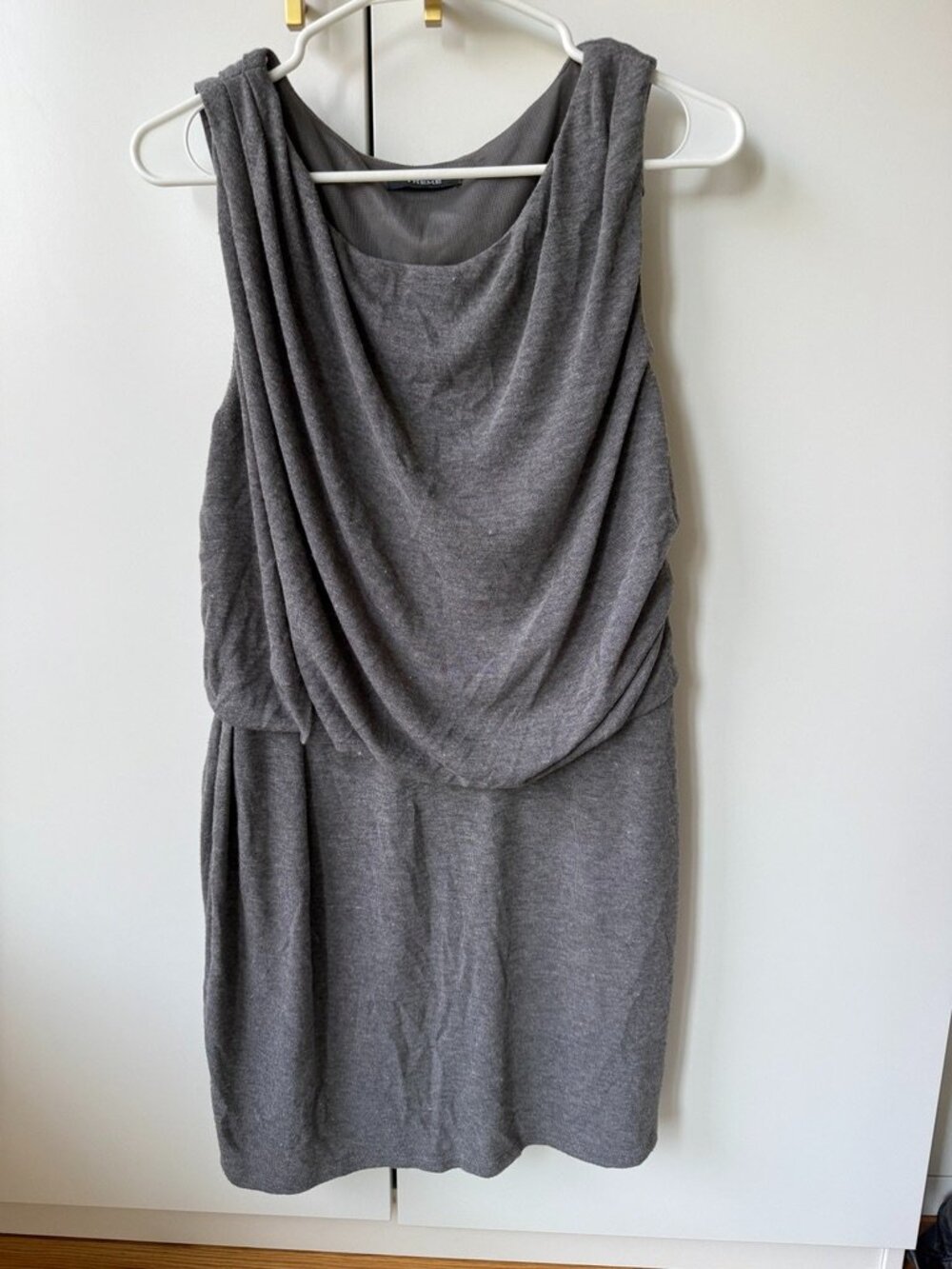 Ruched gray sleeveless dress